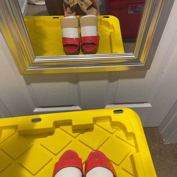 Multiple colored open toe strapped wedges - Picture 3 of 6